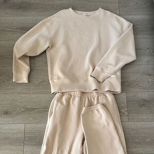 Beige Sweatshirt and Joggers Set
